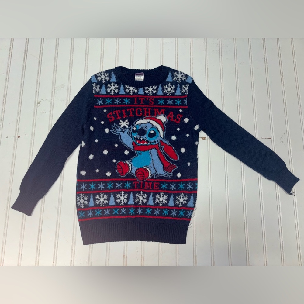 Stitch Ugly Christmas Stitchmas Sweater Unisex Kids Size (8) NWOT